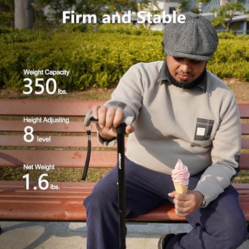 Rehaescort Walking Cane, Folding, Adjustable, Lightweight, Walking Canes for Men & Women, Soft Ergonomic Handle, Heavy Duty All Terrain Tip, Walking Sticks for Seniors & Adults with Travel Bag 5
