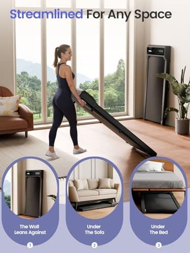 Jackfield Walking Pad Treadmill, 2.5HP Treadmills for Home, Portable Under Desk Treadmill with 5% Incline, 3 in 1 Compact Walking Pads with LED Display, 265 Lbs Capacity, Remote Control 7