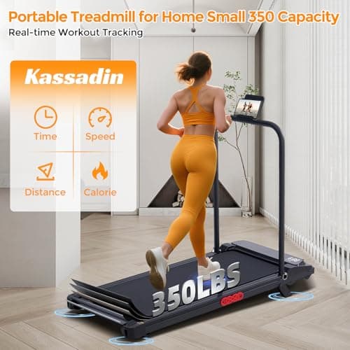 Portable Walking Pad with Handle Bar & Adjustable Incline, 350LBS Capacity Small Treadmill for Small Spaces, 3.5HP Compact Electric Under The Desk Treadmills with Handles for Home Small, 0.6-7.6MPH 5