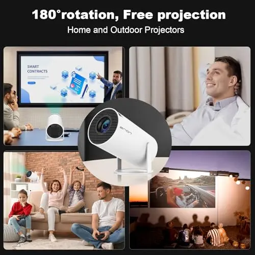 Mini Projector, HY300 PRO Portable Projector, Support 4K 1080P with Dual-Band WIFI6 5G Wireless 5.0 Bluetooth Android 11, 180° Rotatable, Auto Keystone Correction, 35"-130" Screen Video Projector 5