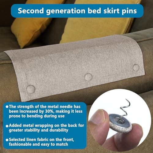 Flax Covered Button Twist Pins - for Bed Skirts Pins,Sofa,Upholstery,Armchair Caddies, Armrest Covers, Slipcovers (12, M-Light Brown 12) 7