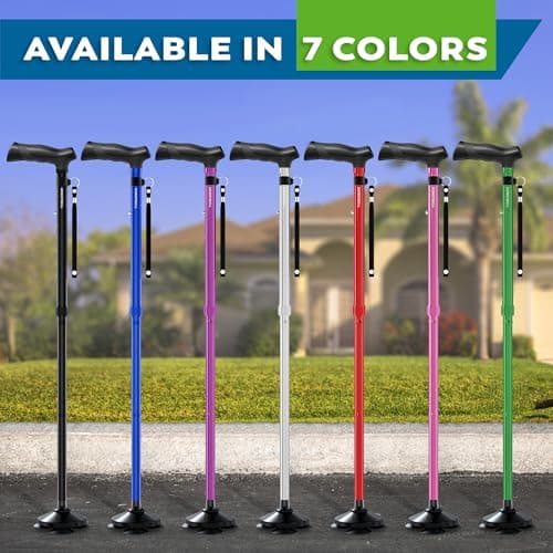 HONEYBULL Walking Cane for Men & Women Foldable, Adjustable, Heavy Duty, Free Standing, All Terrain, Collapsible Walking Sticks for Seniors & Adults (Black) 8