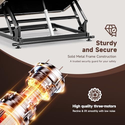 Welzona Power Lift Recliner Chair for Elderly, Triple Motor Lift Chair with Infinite Position, Electric Stand Assist for Seniors, Single Sofa with Side Pockets for Living Room, Beige-Brown 5