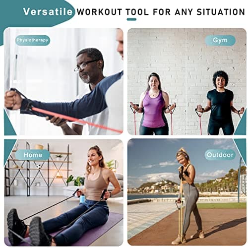 Resistance Bands with Handles, Single Resistance Bands, Exercise Bands with Handles, for Resistance Training, Physical Therapy, Home Workouts, Fitness, Pilates 5