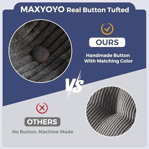 MAXYOYO Loveseat Sofa Couch, Upholstered Bean Bag Chair Cloud 2-Seat for Adults, Boneless Couch with Tufted Cushion & Pillows, Sofa in A Box, No Assembly Required, Dark Grey 9