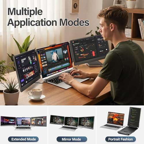 CIDETTY Laptop Screen Extender, 14'' FHD 1080P IPS Ultra-Thin Dual/Triple Monitor Display, HDMI/USB-C Plug-Play Portable Monitor for Laptop, Built-in Speakers(Mac, Win, Android) 5