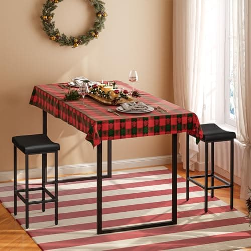 HOOBRO Bar Stools, Set of 2 Bar Chairs, Counter Height Stools, Saddle Barstools with Curved Surface, 24.8 Inches, 2.4" Thick Upholstery, for Kitchen, Dining Room, Cafe Black BB10BY01 6