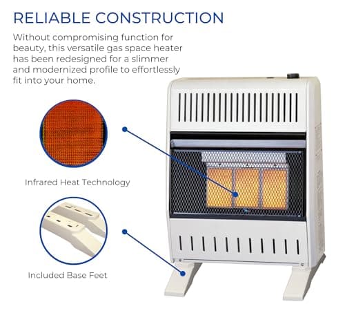 ProCom Heating Natural Gas Ventless Infrared Plaque Heater With Base Feet - 18,000 BTU, T-Stat Control - Model# MN180TPA-B 2