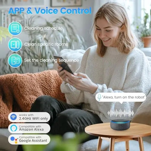 FIXR Robot Vacuum and Mop Combo, Self-Emptying, 60-Day Capacity, Schedule, 180mins Runtime, Home Mapping, Wi-Fi/App/Alexa/Remote, Robotic Vacuum Cleaner for Pet, Hard Floors, Carpet 7