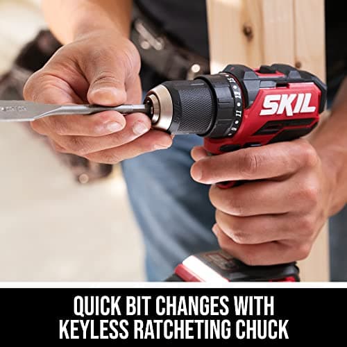 SKIL PWR CORE 20 Brushless 20V 1/2" Compact Variable-Speed Drill Driver Kit with 1/2'' Single-Sleeve, Keyless Ratcheting Chuck & LED Worklight Including 2.0Ah Battery and PWR Jump Charger-DL6293B-10 4