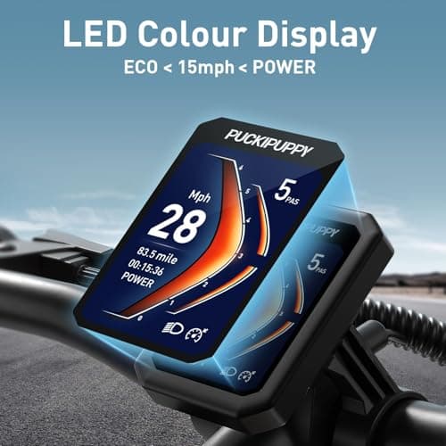 PUCKIPUPPY Electric Bike for Adults with 960W(Peak), 26" Fat Tire Electric Mountain Bike?48V 15AH Removable Battery Ebike, 28MPH Aluminum Frame E Bike with Rear Storage Shelf, Beagle(Grey Blue) 7