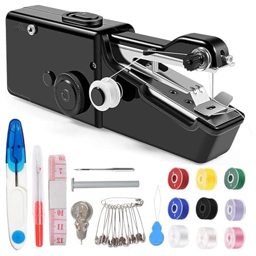 Handheld Sewing Machine for Beginners,Mini Sewing Machine for Adults Quick Stitching with Sewing Kits Suitable for Home,Travel,DIY (Black)