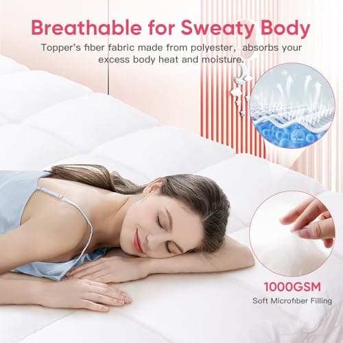 BedsPick Mattress Topper Twin XL - College Dorm 1000GSM Thick Mattress Pad for Back Pain Relief,Pillow top Extra Long Twin Bed Topper,Soft Cooling Mattress Cover Protector,8-21 inch Deep Pocket 6