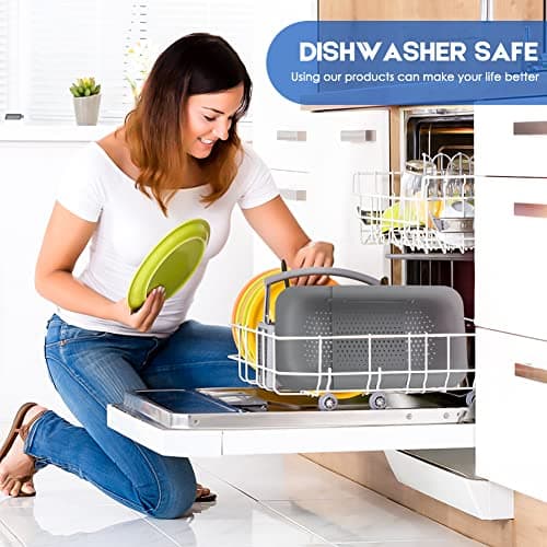 Collapsible Colander Kitchen Extendable Strainer Fruits Vegetables Noodle Pasta Food Drain Basket Space-Saver Portable Drainer Over Sink (1, 3#Grey) 5