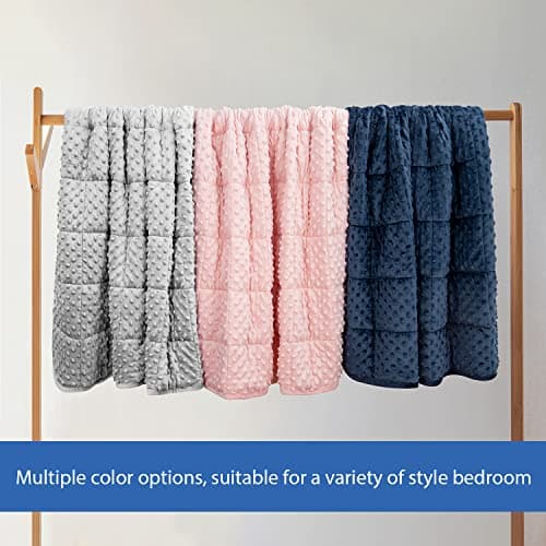 Huloo Sleep Weighted Blanket Twin 15lbs for Adult(48"×78",Gray) Breathable Soft Minky Weighted Throw Blanket for All Season,Heavy Blanket with Premium Glass Beads 6