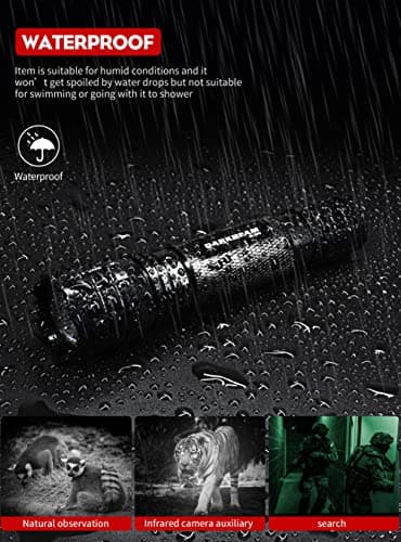 DARKBEAM ir Flashlight Infrared 940nm Lights LED Mini for Night Vision, Rechargeable Portable Tactical ir Illuminator Torch, Focus Adjustable for Hunting, Observation, Search, with Clip 8