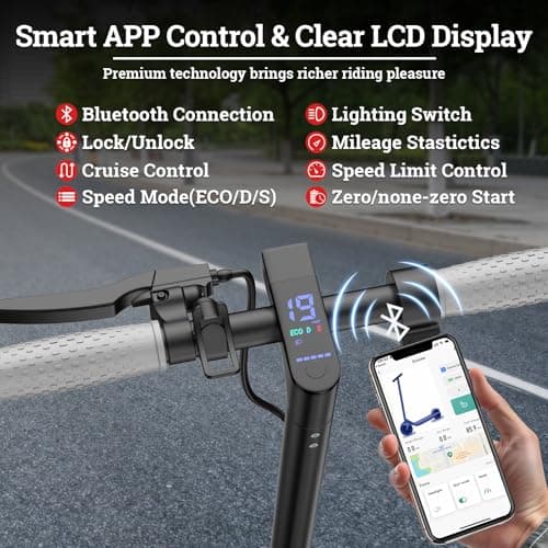 Qlaway 8.5" E Scooter for Adults 19 MPH 350W Motor 187.2WH Battery, Motorized Scooter Up to 15 Miles Range, Foldable, Bearing 265 LBS/APP Control with Seat 6