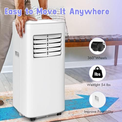 Spürbar 8500BTU Portable Air Conditioner 3-IN-1 with Fan&Dehumidifier AC unit with LED Remote Control up to 450 sq.ft. Room Air Conditioner with Sleep Mode,24H Timer,2 speed,Auto-evaporativ. 8