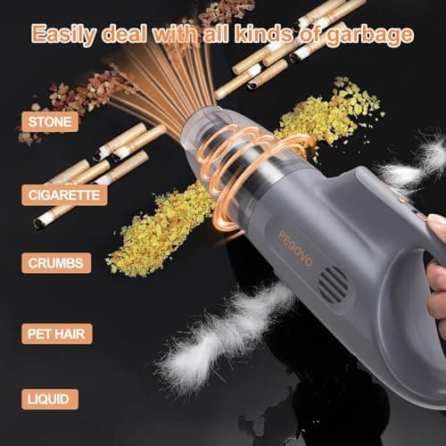 PEGOVO Handheld Vacuum Cordless Car Vacuum Portable, Cordless Handheld Vacuum Cleaner with Fast Charging Long Runtime,10KPA High Power Hand Vacuum for Home, Pet Hair（Washable Filter 7