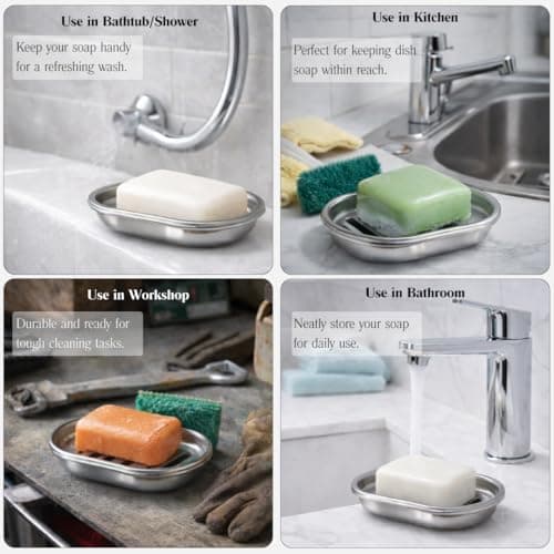 Chandler Stainless Steel Soap Dish for Shower & Bathroom Sink – Heavy Duty Metal Soap Holder, Hanging Soap Holder, Brushed Nickel Soap Dish with Drainage, Anti-Rust Stainless Steel Soap Bar Holder 7