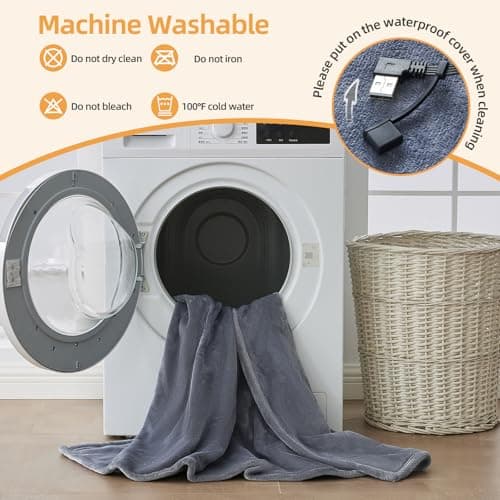 greenoak USB Portable Heated Electric Blanket - Cordless Heated Throw Blanket for Outdoor with 3 Heating Levels/Wearable Shawl Gifts for Travel,Camping,Bed, Marble Grey Standard(Battery Not Included) 7