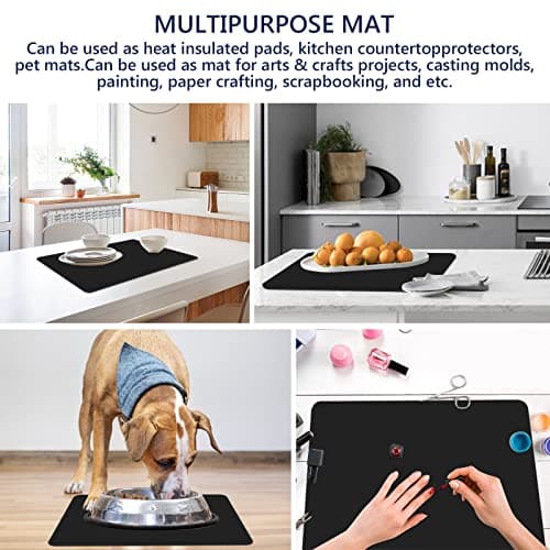 Gartful 2 Pack Silicone Crafting Mats, 15.7" x 11.8" Silicone Mat for Crafts, Large Heat Resistant Sheet for Jewelry Casting, Epoxy Resin, Painting, Counter Table Protector, Placemat, Nonstick, Black 6