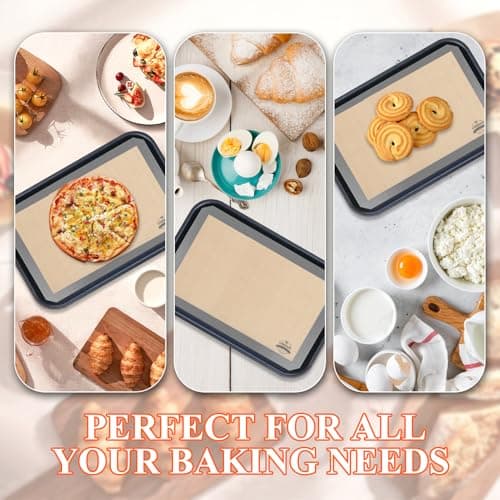 Silicone Baking Mat, Set of 3 Reusable Non-Stick Food Safe Baking Sheets for Cookies,for Making Cookies, Macaroons, Bread (Grey) 5