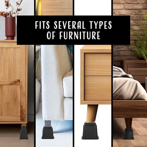 HOLDN’ STORAGE Adjustable Bed Risers and Furniture Risers-Stackable Bed Lift 3, 5, or 8 Inch-Set of 4 Bed Risers-Heavy Duty-Perfect for College Dorms- Supports up to 1,300 lbs–Fits Legs up to 2.75” W 5