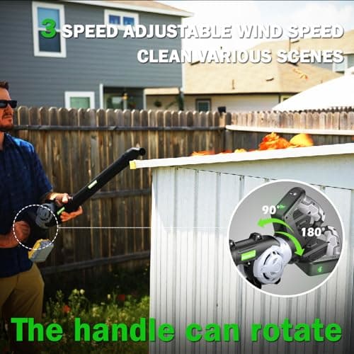 WeGofly Cordless Leaf Blower, 2 x 21V 4.0Ah Battery and Charger, 3 Speed Mode, 450CFM/160MPH Lightweight Battery Powered Leaf Blower for Lawn Care, Patio, Yard, Sidewalk,Snow Blowing 5