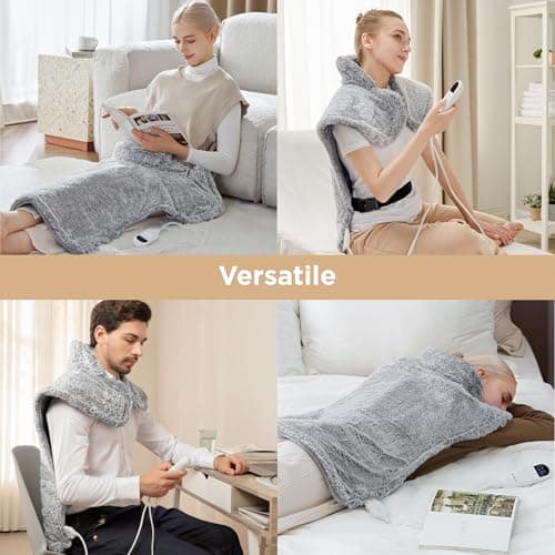 Bedsure Heating Pad for Neck and Shoulders and Back - Birthday Gifts for Women Men Mom Mens, FSA Eligible Items, Electric Heated Pad for Full Body, ETL Certified, Extra Large 24"x33", Grey 7