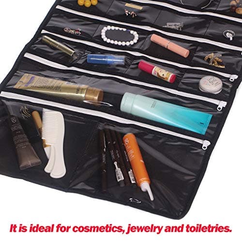 DIOMMELL Hanging Jewelry Organizer 47 Pockets with Zipper for Earrings Necklace Bracelet Ring Accessory Display Storage Bag Travel Holder Box 6