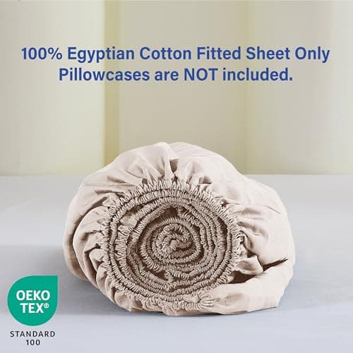 100% Egyptian Cotton Fitted Sheet Twin Size Only, 600 Thread Count, 8"-16" Deep Pocket Sateen Weave Bottom Sheet, Soft Breathable Hotel Quality, Foot Side Indicator (Twin, Striped Ivory) 6