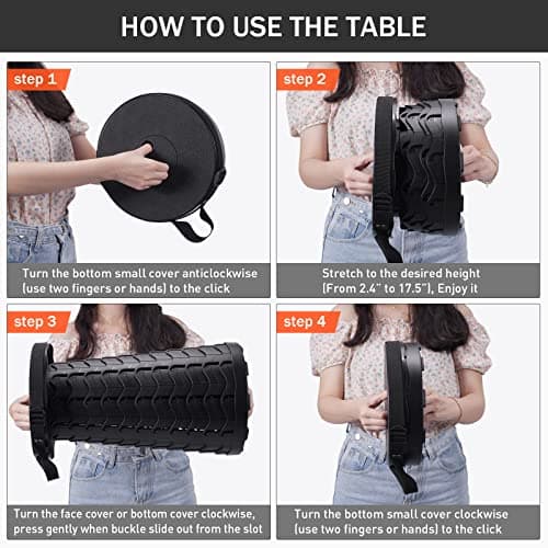 Small Folding Camping Table Portable - Adjustable Height Foldable Table Lightweight with Mesh Layer and Carry Handle for Outdoor Hiking Camp BBQ Picnic Beach Cooking Ideal as Lap Desk Bed Table 6