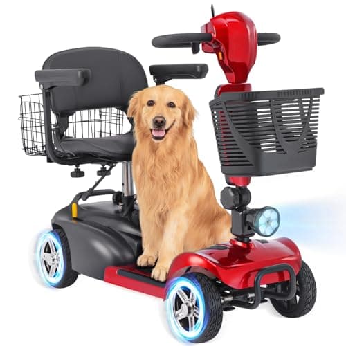 MobiCyc 4 Wheel Mobility Scooter for Seniors & Adults, 46 lbs Ultra Lightweight Folding Electric Powered Wheelchair w/Lithium Batteries 20/30 Mile Range - All Terrain Motorized, with Basket, Compact