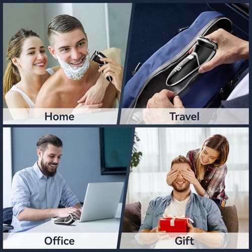 MAX-T Men's Electric Shaver - Corded and Cordless Rechargeable 3D Rotary Shaver Razor for Men with Pop-up Sideburn Trimmer Wet and Dry Painless 100-240V Black (Metal Black) 8