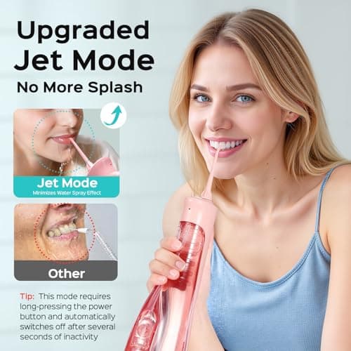 COSLUS C50 Portable Water Flosser for Teeth: 4 Modes & 5 Intensity Levels Professional Electric Dental Pick for Sensitive Gums, Braces & Orthodontic - Cordless for Travel Use, for Adults, BPA-Free 5
