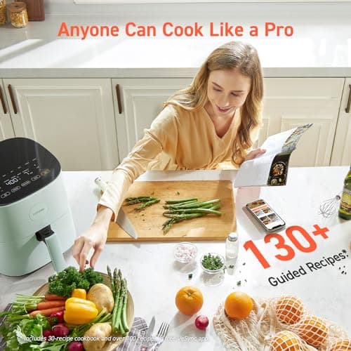 COSORI Air Fryer Pro LE 5-Qt Airfryer, With 20PCS paper liners, 10 Functions that Dry, Bake, Roast &Preheat, Shake Reminder, Up to 450℉, 85% Oil less, Compact, 130+ Recipes, Dishwasher Safe, Green 5