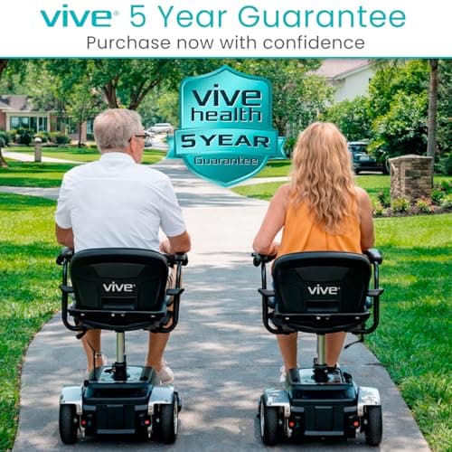 Vive 3 Wheel Mobility Scooter - Electric Powered Mobile Wheelchair Device for Adults - Folding, Collapsible and Compact for Travel - Long Range Power Extended Battery with Charger and Basket Included 9
