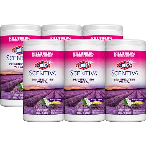 Clorox Scentiva Wipes, Bleach Free Cleaning Wipes - Tuscan Lavender & Jasmine, 70 Count (Pack of 6) (31629)