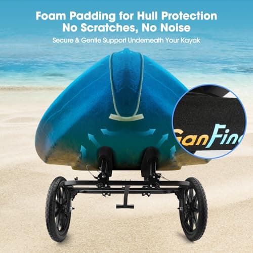 GanFindX Heavy Duty Kayak Cart | Adjustable Foldable Trolley with Durable Wheels, Portable Kayak Transport Cart, Tie-Down Straps Included (Foldable & Heavy-Duty) 8