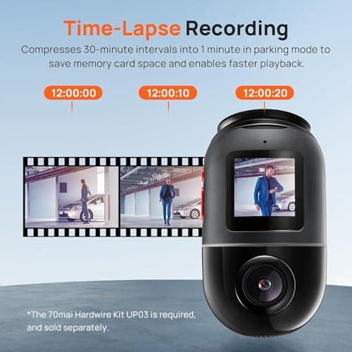 【Dash Cam X200+Hardwire Kit UP03】 70mai Dash Cam Omni X200, 360° Rotating, Built-in 128GB eMMC Storage, 24 Hour Parking Surveillance, AI Motion Detection, Low Voltage Protection 6
