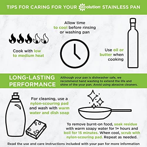 Ecolution Stainless Steel Sauce Pan, Encapsulated Induction Ready Cooking Pot with Glass Lid, Oven Safe, Dishwasher Safe Soup Pot, 1-Quart 8