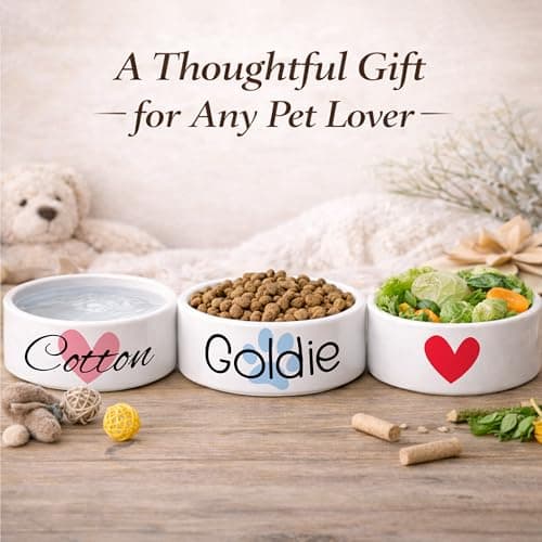 HomeBee Custom Dog Bowl | Personalized Food & Water Dish with Name | Microwave & Dishwasher Safe Ceramic Pet Feeding Bowl | Gift Idea for New Puppy Owners | White – Small 5