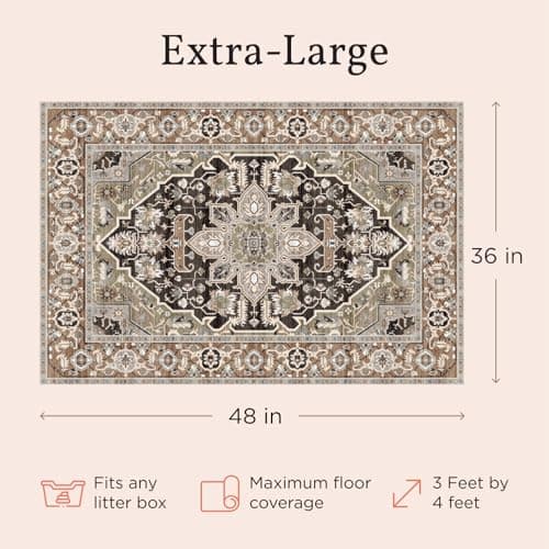 Lovewag Cat Litter Mat 2 Pack - Large 36x48 Machine Washable Easy Clean Non-Slip Waterproof Trapping Mats for Cats - (Marmalade Sunshine) 8