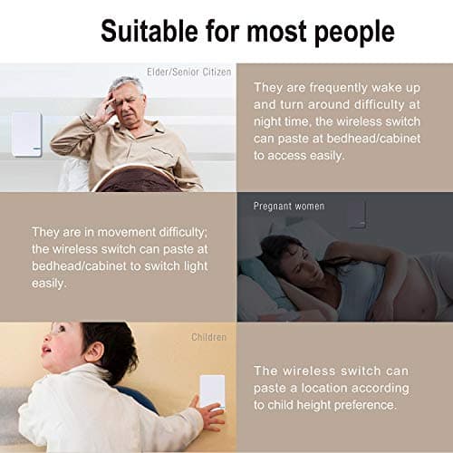 Thinkbee Wireless Light Switch Kit, No Wiring Mini Remote Switch, No WiFi Needed, Outdoor 1969ft Indoor 328ft Remote Control Lighting Fixture for Led Light, Ceiling Lights and Lamps, Waterproof 6