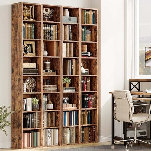 IRONCK Tall Narrow Bookshelf 8 Tiers 71in Set of 2, Compact Corner Bookcase, Easy to Match for Living Room, Office, Study, Bedroom 7