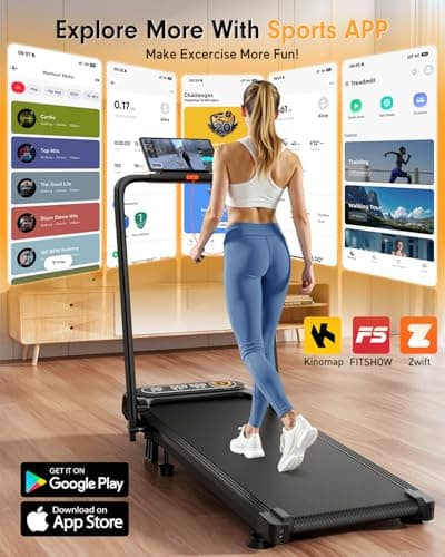 Foldable Treadmill with 10% Incline, Upgrade 3.5HP Low Noise Walking Pad Treadmill with Handle Bar, Trisomy 4 in 1 Portable Under Desk Treadmills for Home/Office, 350Lbs Capacity, APP & Remote Control 8