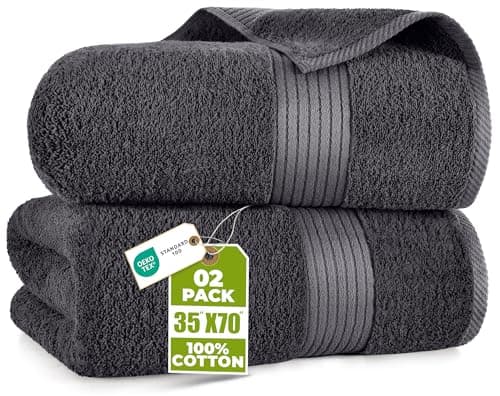 Utopia Towels Bath Sheets 2 Pack, 35x70 Inches, Extra Large Shower Towels, 100% Ring Spun Cotton, Soft and Absorbent, Bath Towel Large, Towel Set, Grey