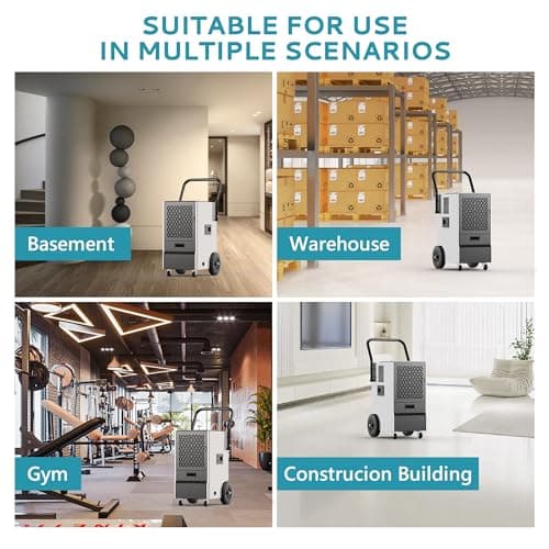 EUHOMY 160 Pints Commercial Dehumidifier for Basement,Large Dehumidifier for Basement With Drain Hose,Timer and 4 Wheels,Industrial Dehumidifiers for Flood Repair,Drying Basement,Warehouse and Factory 6