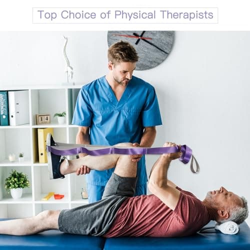 Stretching Strap Yoga Strap for Physical Therapy,10 Loops Yoga Straps for Stretching,Non-Elastic Stretch Strap for Pilates, Flexibility, Exercise, Stretch Band Women Men (Purple&Silver) 5